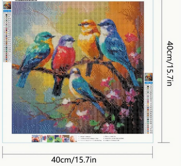 Diamond Painting Bunte Vögel